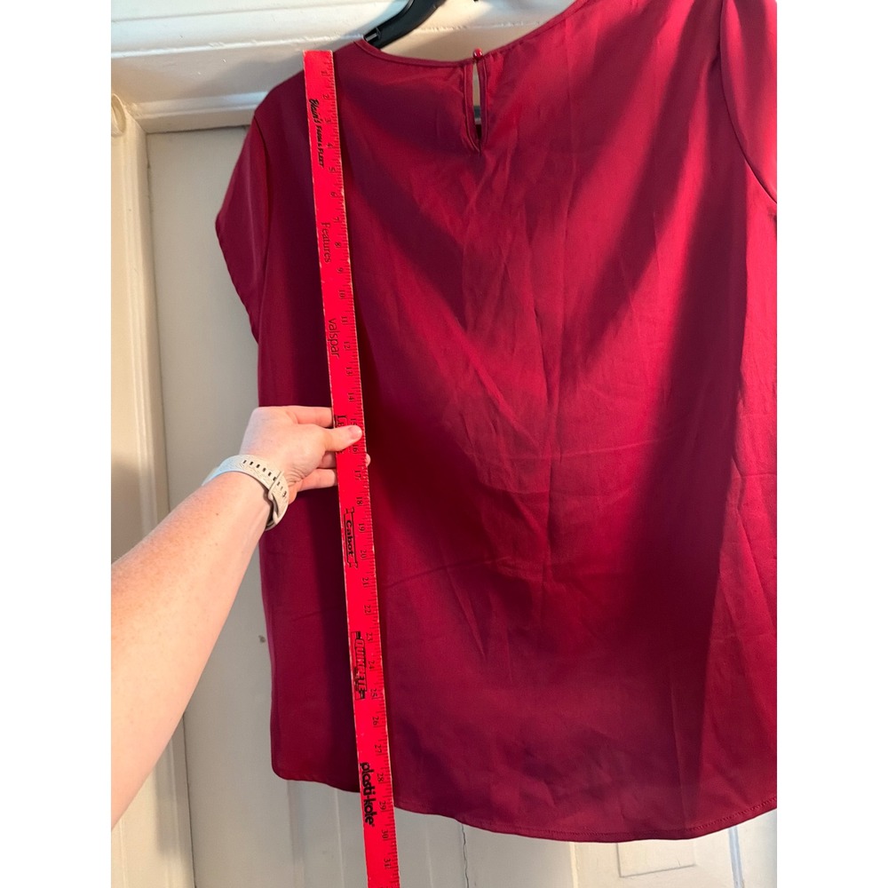 Milumia Womens Red Pleated Round Neck Cap Sleeve Blouse Top Plus Size 4XL NWT - Picture 4 of 6